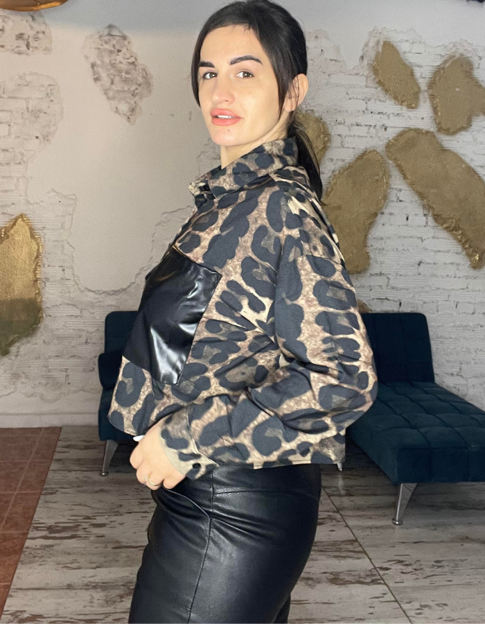 CAMISA LEOPARDOP BOLSILLOS POLIPIEL
