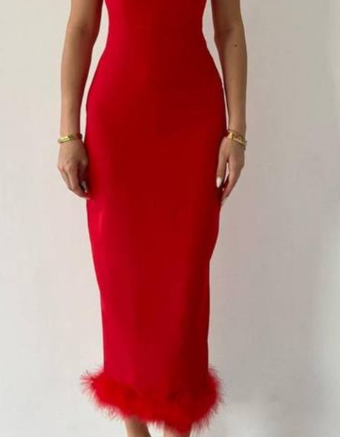 VESTIDO PLUMI ROJO